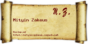 Mityin Zakeus névjegykártya